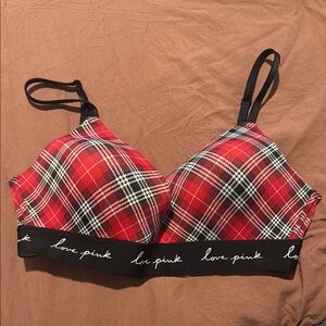 PINK Victoria's Secret Red and Black Plaid Bra